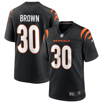 Chase Brown Cincinnati Bengals black Game jersey