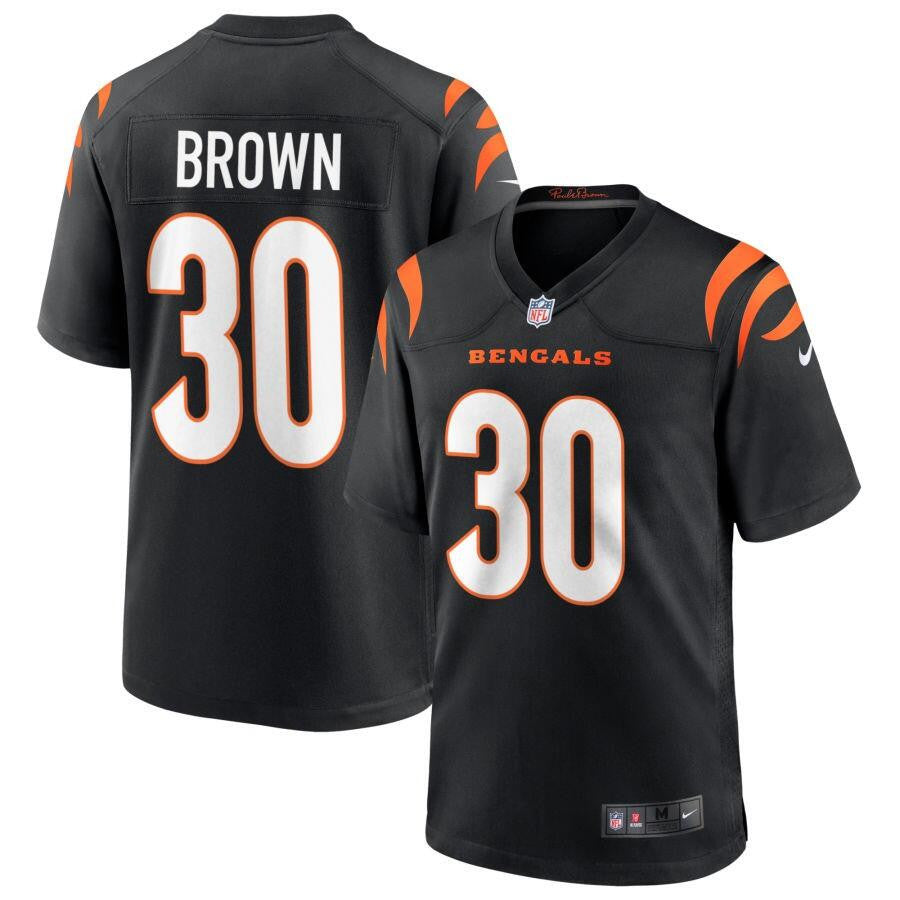 Chase Brown Cincinnati Bengals black Game jersey