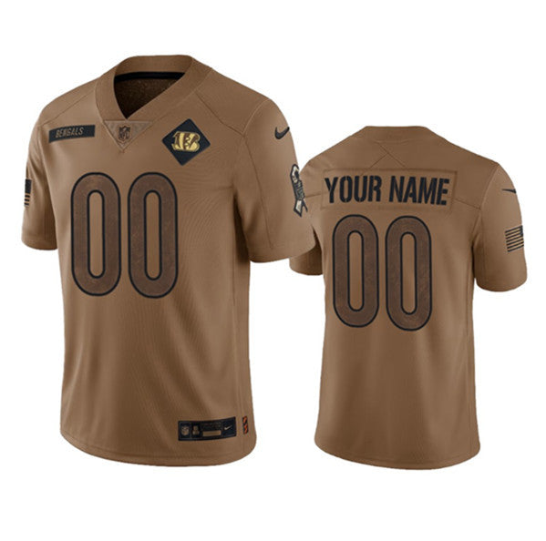 Custom Cincinnati Bengals brown Salute To Service jersey