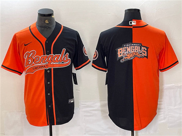 Logo Black Cincinnati Bengals orange Split jersey