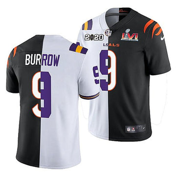 X LSU Tigers Joe Burrow Cincinnati Bengals white Split jersey