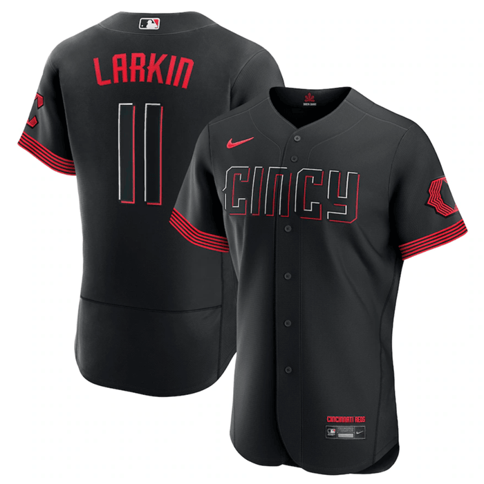 Barry Larkin Cincinnati Reds black City Connect jersey