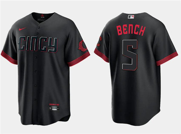 Johnny Bench Cincinnati Reds black City Connect jersey