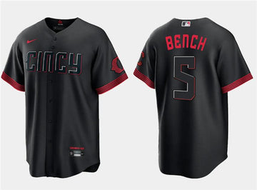 Johnny Bench Cincinnati Reds black City Connect jersey