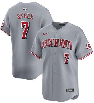 Spencer Steer Cincinnati Reds gray Limited jersey