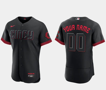 Custom Cincinnati Reds black City Connect jersey
