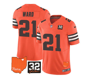 Denzel Ward Cleveland Browns orange Vapor jersey