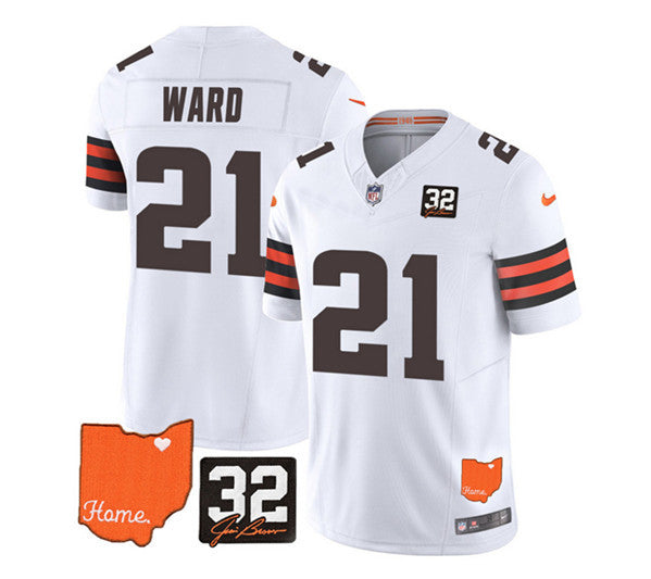 Denzel Ward Cleveland Browns white Vapor jersey