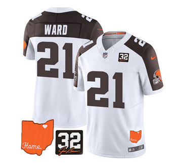 Denzel Ward Cleveland Browns white Vapor jersey