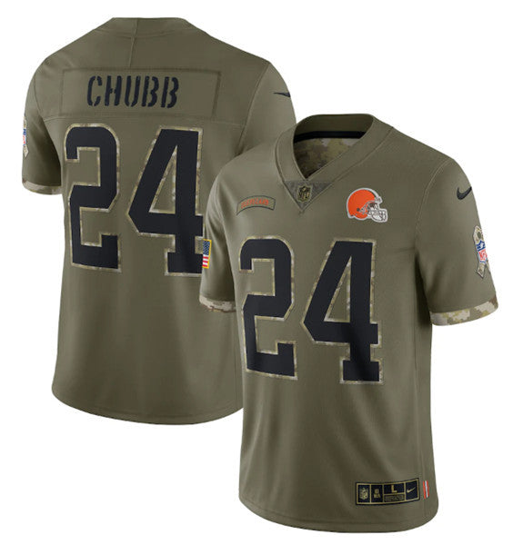 Nick Chubb Cleveland Browns olive Salute To Service jersey