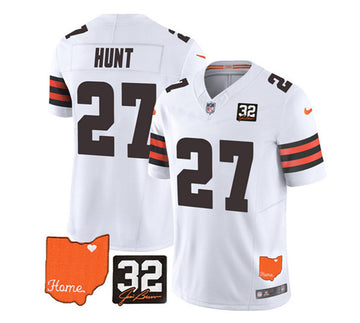 Kareem Hunt Cleveland Browns white Vapor jersey