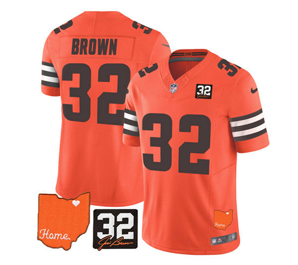 Jim Brown Cleveland Browns orange Vapor jersey
