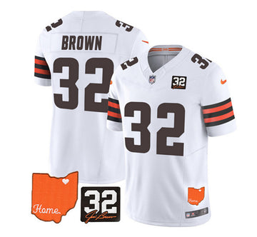 Jim Brown Cleveland Browns white Vapor jersey