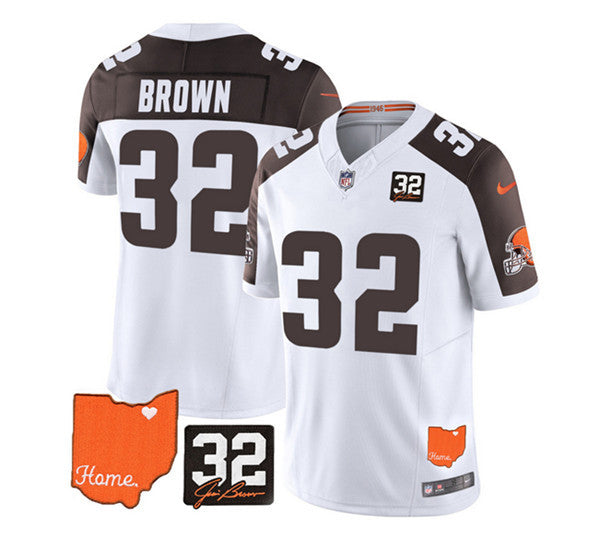 Jim Brown Cleveland Browns white Vapor jersey