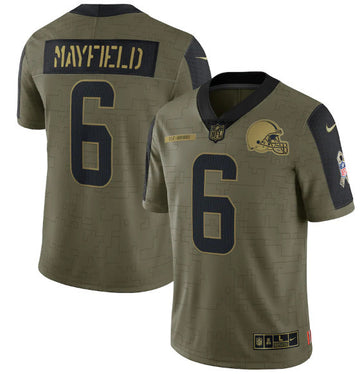 Baker Mayfield Cleveland Browns olive Salute To Service jersey