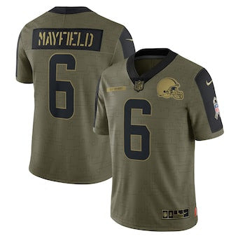 Baker Mayfield Cleveland Browns olive Salute To Service jersey