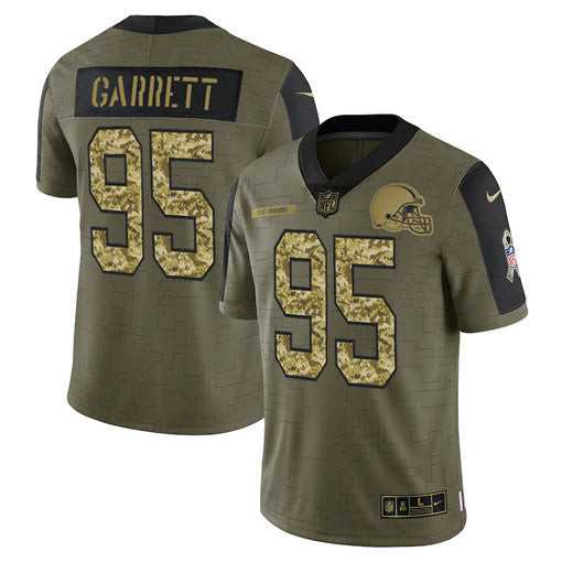 Myles Garrett Cleveland Browns olive Salute To Service jersey