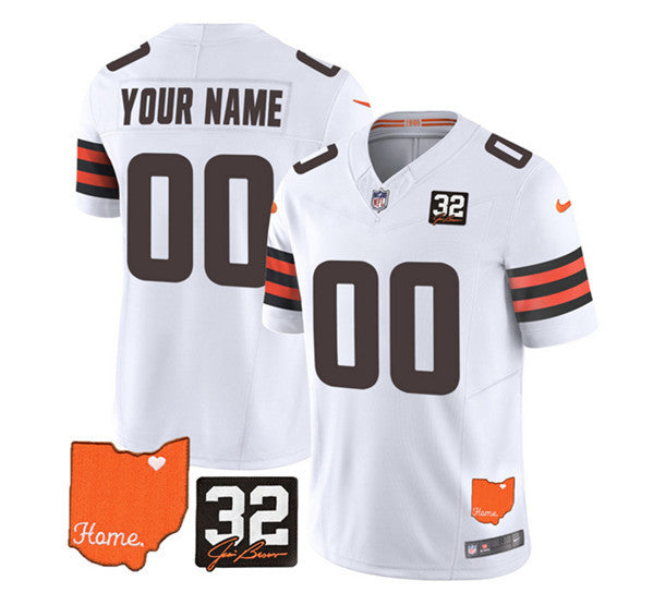 Custom Cleveland Browns white Vapor jersey