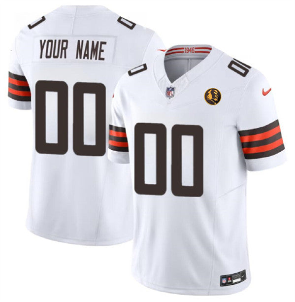 Custom Cleveland Browns white Vapor jersey