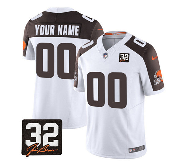 Custom Cleveland Browns white Vapor jersey