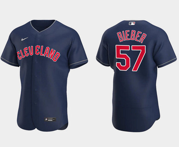 Shane Bieber Cleveland Guardians navy jersey