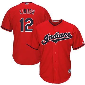 Francisco Lindor Mr. Smile Cleveland Guardians red jersey
