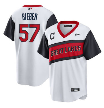 Shane Bieber Cleveland Guardians white Classic jersey