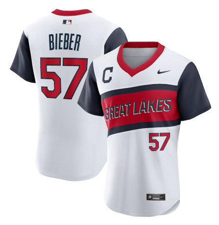 Shane Bieber Cleveland Guardians white Classic jersey