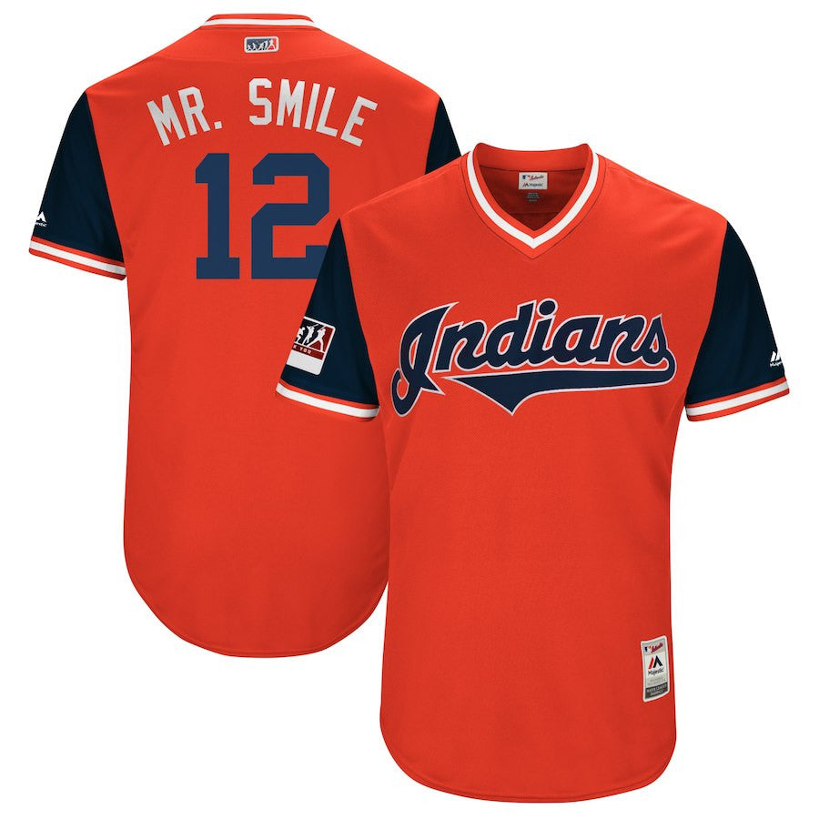 Francisco Lindor Mr. Smile Majestic Cleveland Guardians red jersey