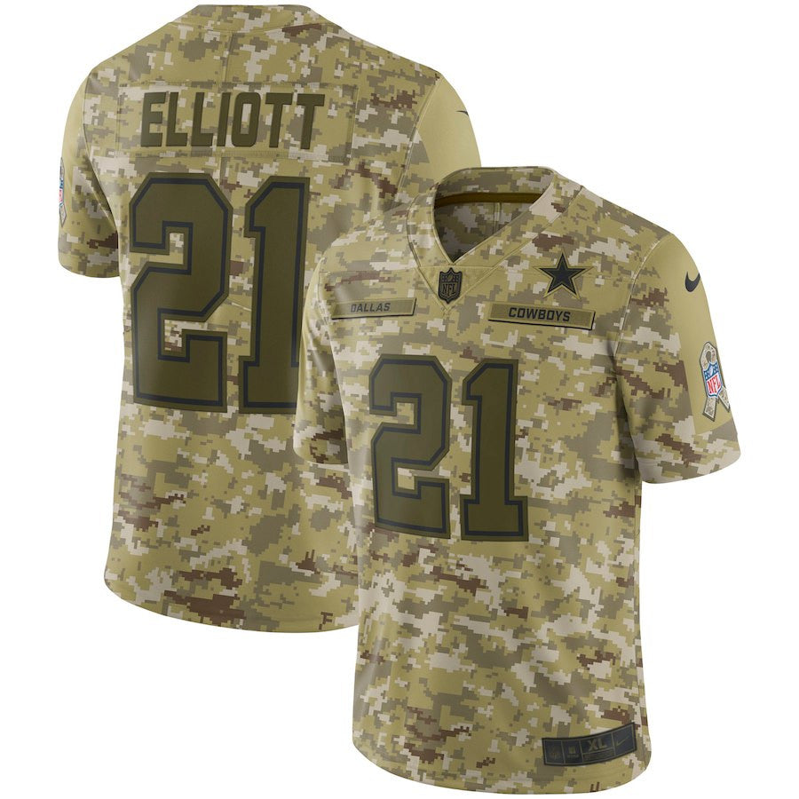 Ezekiel Elliott Dallas Cowboys camo Salute To Service jersey