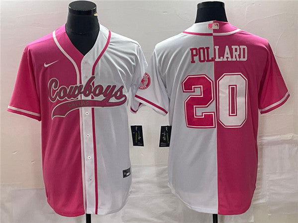 Tony Pollard Dallas Cowboys pink Split jersey