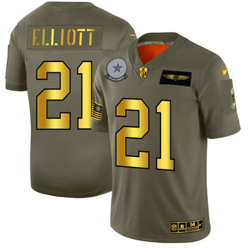 Ezekiel Elliott Dallas Cowboys olive Salute To Service jersey