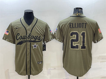 Ezekiel Elliott Dallas Cowboys olive Salute To Service jersey