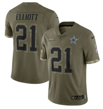 Ezekiel Elliott Dallas Cowboys olive Salute To Service jersey