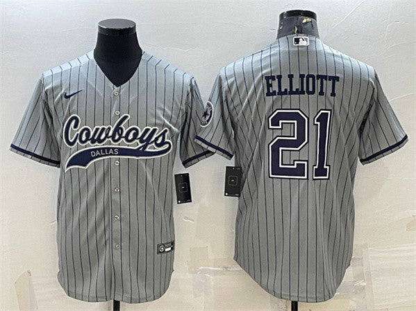 Ezekiel Elliott Dallas Cowboys gray jersey