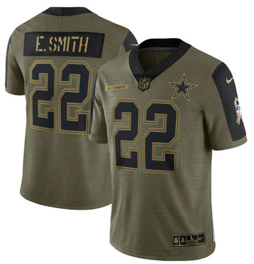 Emmitt Smith Dallas Cowboys olive Salute To Service jersey