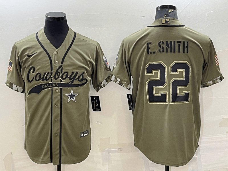 Emmitt Smith Dallas Cowboys olive Salute To Service jersey