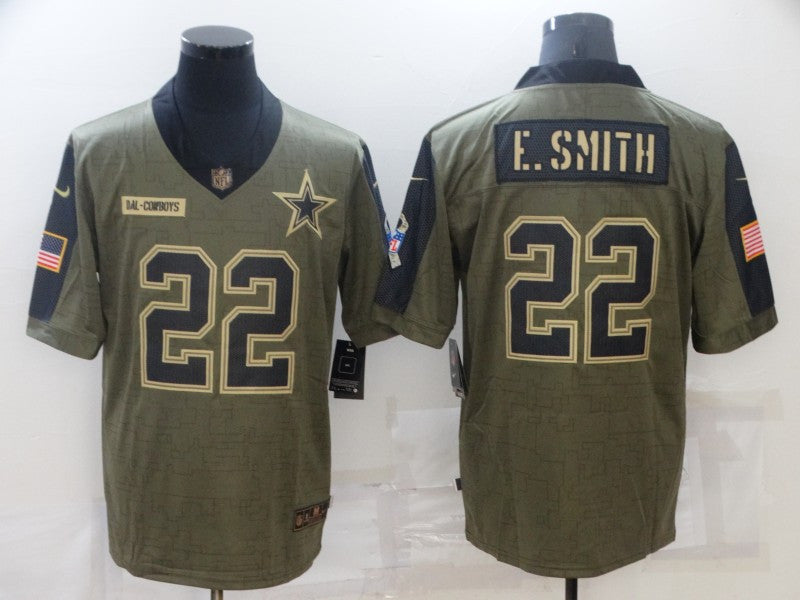 Emmitt Smith Dallas Cowboys olive Salute To Service jersey