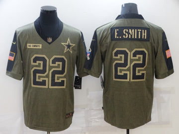 Emmitt Smith Dallas Cowboys olive Salute To Service jersey