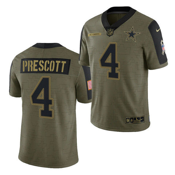Dak Prescot Dallas Cowboys olive Salute To Service jersey