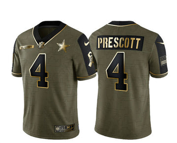 Dak Prescott Dallas Cowboys olive Salute To Service jersey