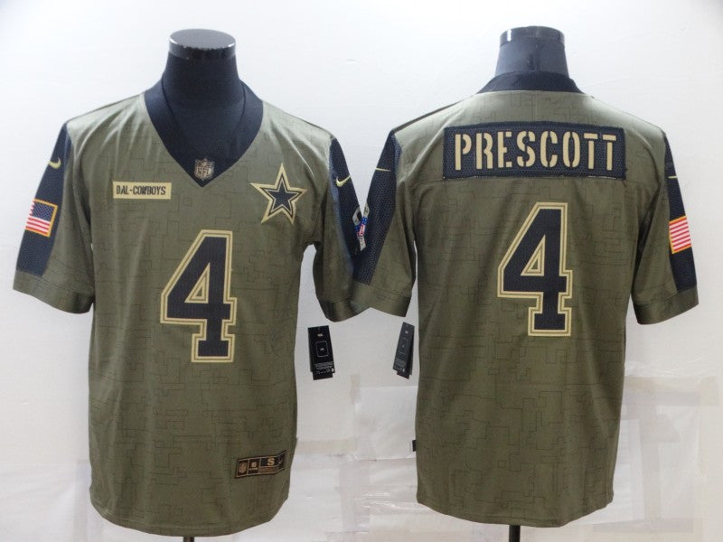 Dak Prescott Dallas Cowboys olive Salute To Service jersey
