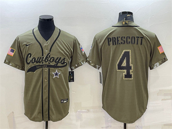 Dak Prescott Dallas Cowboys olive Salute To Service jersey