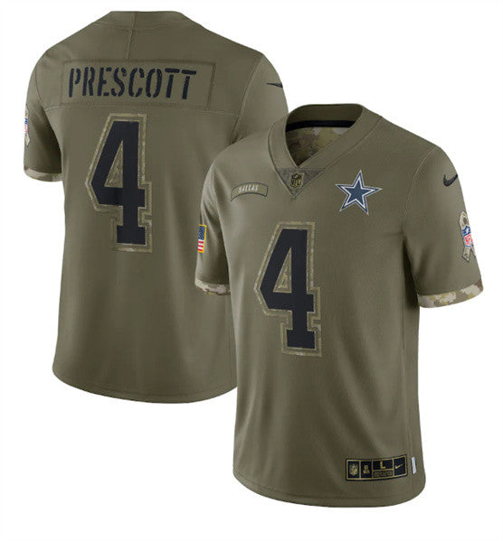 Dak Prescott Dallas Cowboys olive Salute To Service jersey