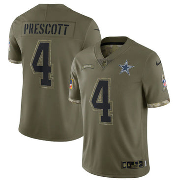 Dak Prescott Dallas Cowboys olive Salute To Service jersey