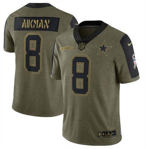 Troy Aikman Dallas Cowboys olive Salute To Service jersey