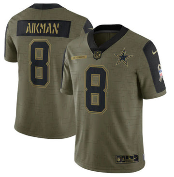 Troy Aikman Dallas Cowboys olive Salute To Service jersey