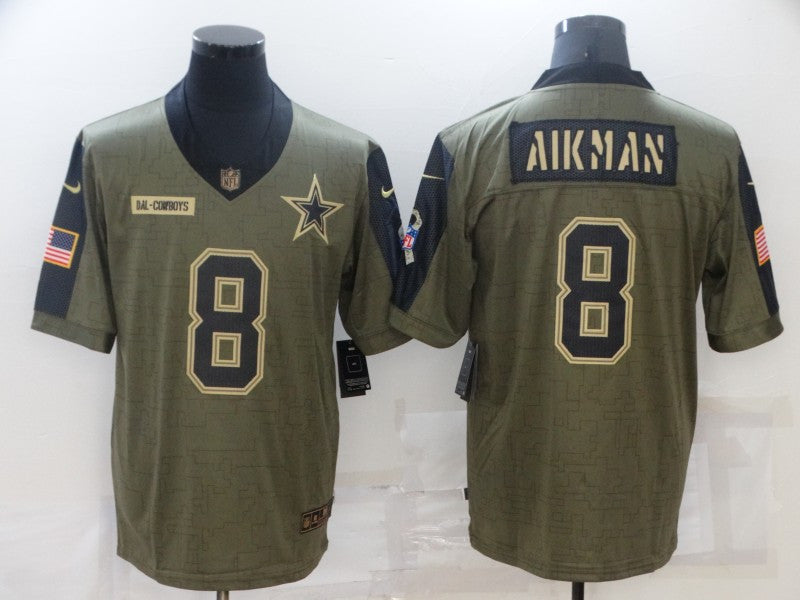 Troy Aikman Dallas Cowboys olive Salute To Service jersey