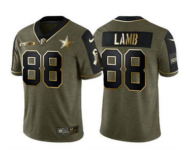 CeeDee Lamb Dallas Cowboys olive Salute To Service jersey