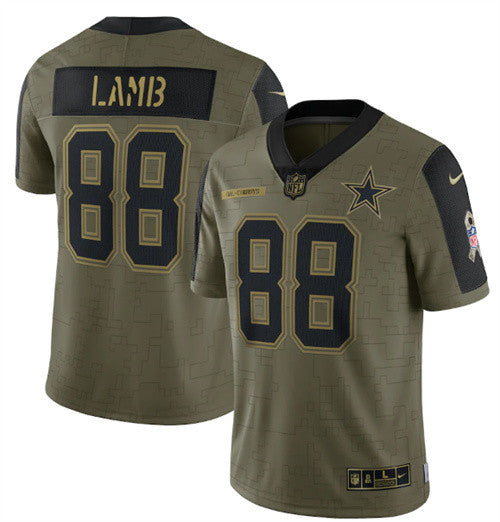 CeeDee Lamb Dallas Cowboys olive Salute To Service jersey